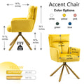 Yellow Velvet Contemporary High Back Upholstered Swivel Accent Chair Yellow Office Modern Foam Velvet