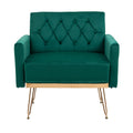 Coolmore Velvet Armchair Single Sofa Modern Tufted Upholstered Side Reading Chairs With Arm And Gold Metal Leg For Living Room Bedroom Green Green Foam Velvet