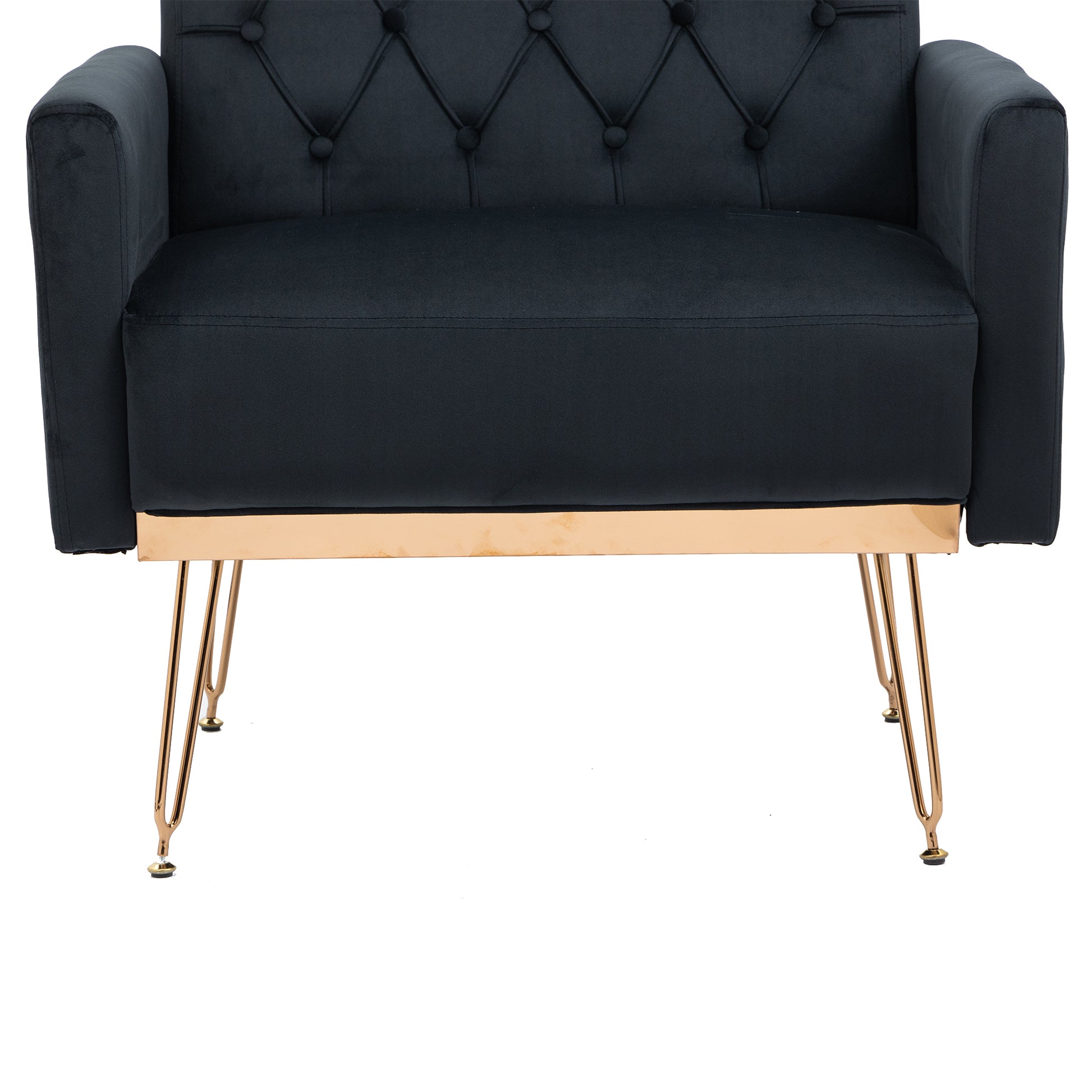 Coolmore Velvet Armchair Single Sofa Modern Tufted Upholstered Side Reading Chairs With Arm And Gold Metal Leg For Living Room Bedroom Black Black Foam Velvet