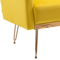 Coolmore Velvet Armchair Single Sofa Modern Tufted Upholstered Side Reading Chairs With Arm And Gold Metal Leg For Living Room Bedroom Mustard Mustard Foam Velvet