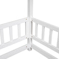 Full Size Floor Wooden Bed With House Roof Frame, Fence Guardrails ,White Old Sku:W50471475 Full White Pine