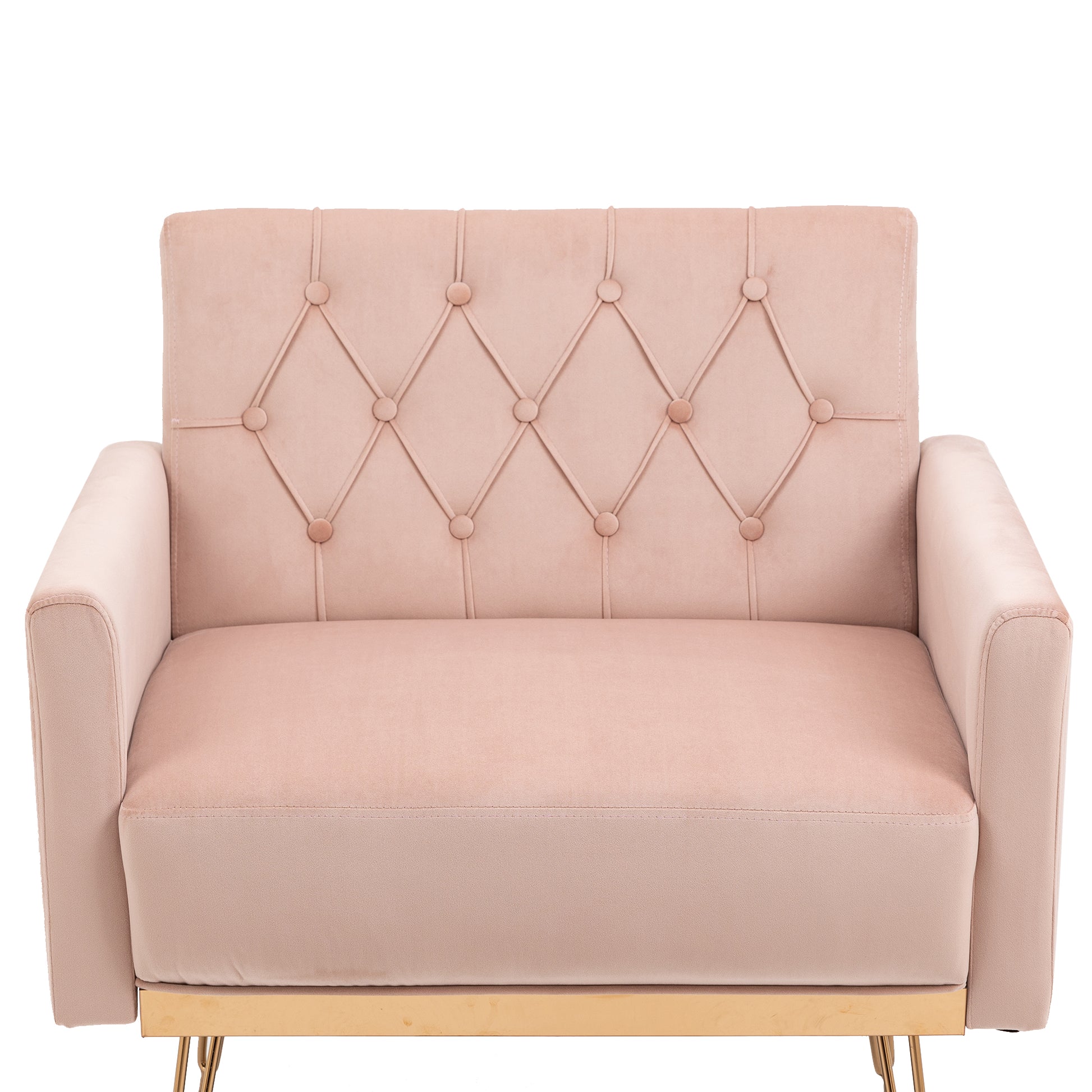 Coolmore Velvet Armchair Single Sofa Modern Tufted Upholstered Side Reading Chairs With Arm And Gold Metal Leg For Living Room Bedroom Pink Pink Foam Velvet