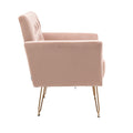Coolmore Velvet Armchair Single Sofa Modern Tufted Upholstered Side Reading Chairs With Arm And Gold Metal Leg For Living Room Bedroom Pink Pink Foam Velvet