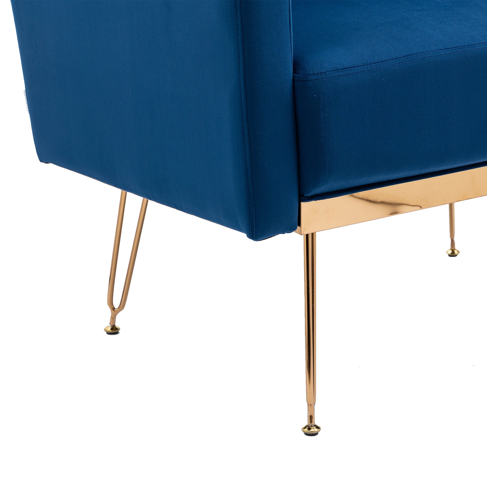 Coolmore Velvet Armchair Single Sofa Modern Tufted Upholstered Side Reading Chairs With Arm And Gold Metal Leg For Living Room Bedroom Navy Navy Foam Velvet