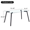 Table And Chair Set, Transparent Glass Tabletop And Black Metal Table Legs, Transparent Plastic Backrest Cushion And Black Metal Chair Legs, One Table With Four Chairs.Drt 1123 Tw 1200 Transparent Seats 4 Glass