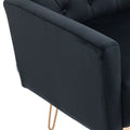 Coolmore Velvet Armchair Single Sofa Modern Tufted Upholstered Side Reading Chairs With Arm And Gold Metal Leg For Living Room Bedroom Black Black Foam Velvet