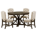 Functional Furniture Retro Style Dining Table Set With Extendable Table And 4 Upholstered Chairs For Dining Room And Living Room Espresso Espresso Solid Wood