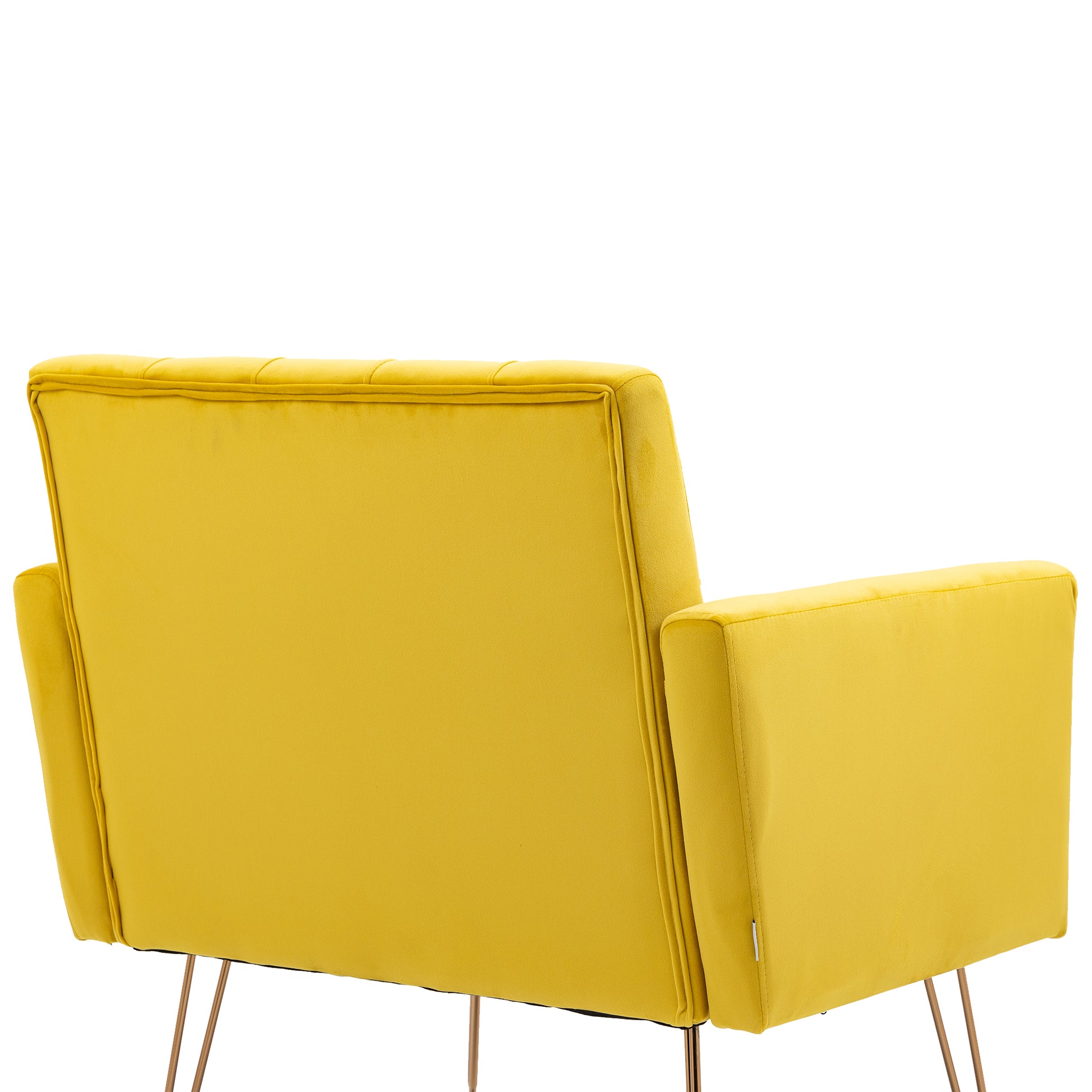 Coolmore Velvet Armchair Single Sofa Modern Tufted Upholstered Side Reading Chairs With Arm And Gold Metal Leg For Living Room Bedroom Mustard Mustard Foam Velvet