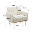 Coolmore Armchair Single Sofa Modern Tufted Upholstered Side Reading Chairs With Arm And Gold Metal Leg For Living Room Bedroom White Teddy White Teddy Foam Teddy