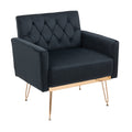 Coolmore Velvet Armchair Single Sofa Modern Tufted Upholstered Side Reading Chairs With Arm And Gold Metal Leg For Living Room Bedroom Black Black Foam Velvet