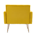 Coolmore Velvet Armchair Single Sofa Modern Tufted Upholstered Side Reading Chairs With Arm And Gold Metal Leg For Living Room Bedroom Mustard Mustard Foam Velvet