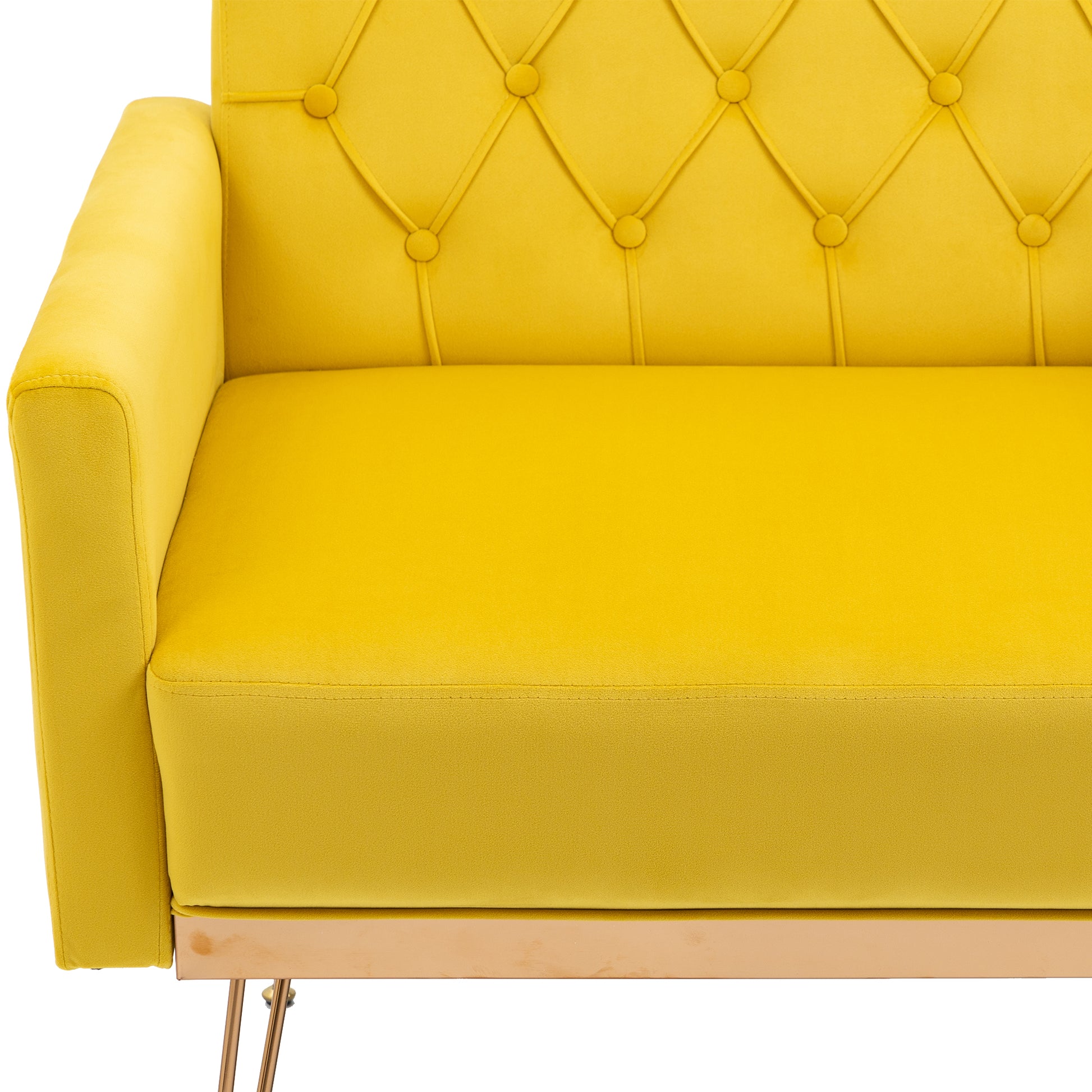 Coolmore Velvet Armchair Single Sofa Modern Tufted Upholstered Side Reading Chairs With Arm And Gold Metal Leg For Living Room Bedroom Mustard Mustard Foam Velvet
