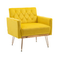 Coolmore Velvet Armchair Single Sofa Modern Tufted Upholstered Side Reading Chairs With Arm And Gold Metal Leg For Living Room Bedroom Mustard Mustard Foam Velvet
