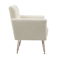 Coolmore Armchair Single Sofa Modern Tufted Upholstered Side Reading Chairs With Arm And Gold Metal Leg For Living Room Bedroom White Teddy White Teddy Foam Teddy