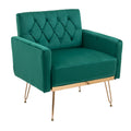 Coolmore Velvet Armchair Single Sofa Modern Tufted Upholstered Side Reading Chairs With Arm And Gold Metal Leg For Living Room Bedroom Green Green Foam Velvet