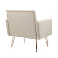 Coolmore Velvet Armchair Single Sofa Modern Tufted Upholstered Side Reading Chairs With Arm And Gold Metal Leg For Living Room Bedroom Beige Beige Foam Velvet