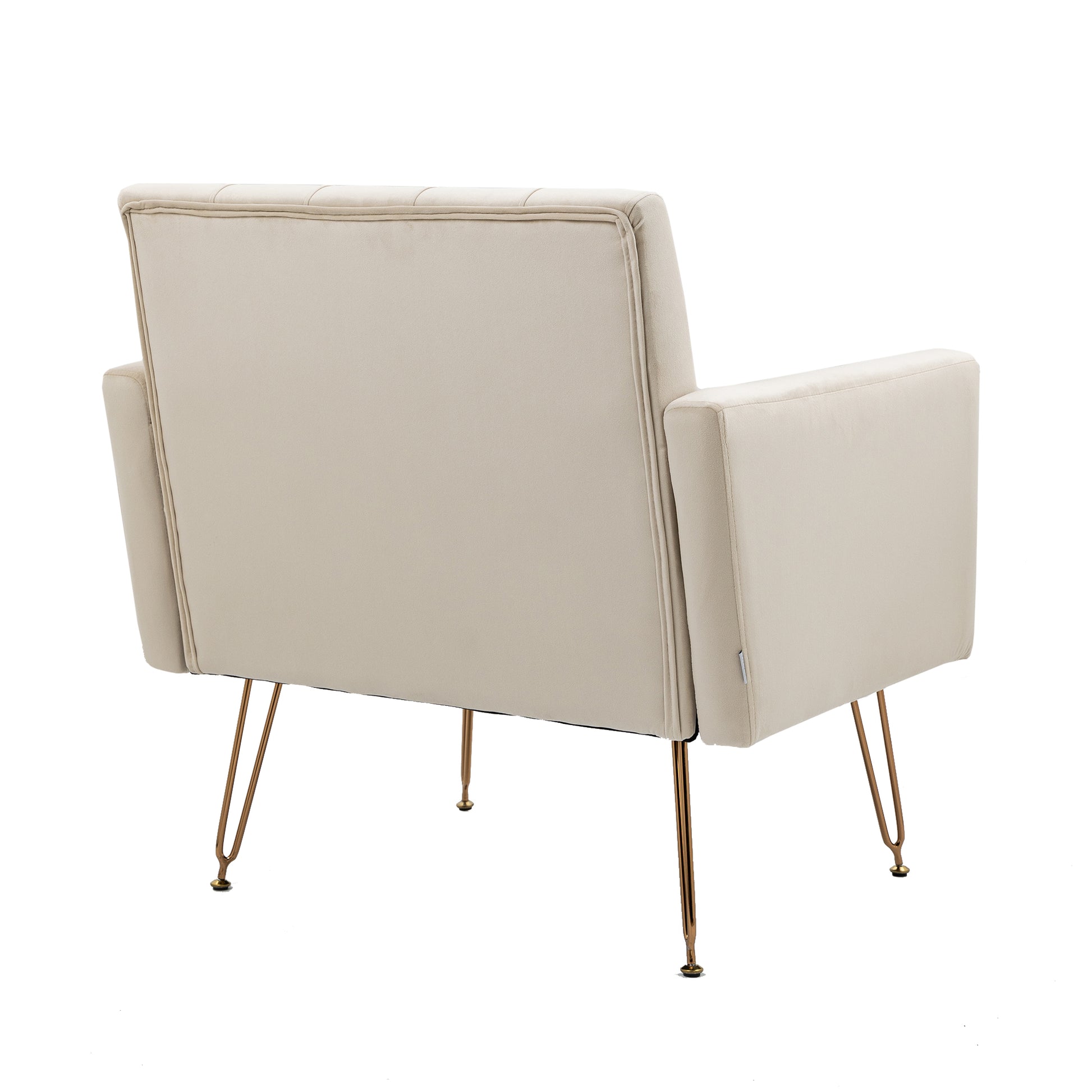 Coolmore Velvet Armchair Single Sofa Modern Tufted Upholstered Side Reading Chairs With Arm And Gold Metal Leg For Living Room Bedroom Beige Beige Foam Velvet