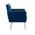 Coolmore Velvet Armchair Single Sofa Modern Tufted Upholstered Side Reading Chairs With Arm And Gold Metal Leg For Living Room Bedroom Navy Navy Foam Velvet