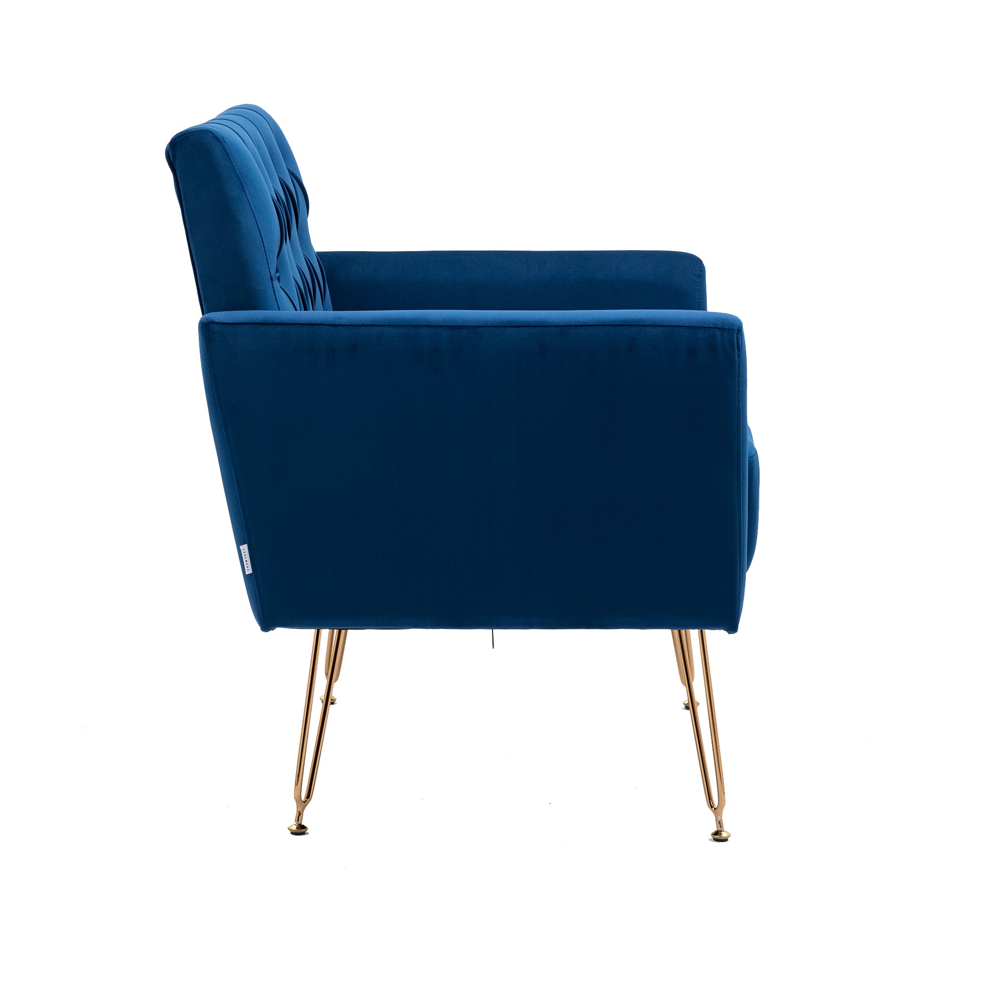 Coolmore Velvet Armchair Single Sofa Modern Tufted Upholstered Side Reading Chairs With Arm And Gold Metal Leg For Living Room Bedroom Navy Navy Foam Velvet