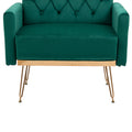Coolmore Velvet Armchair Single Sofa Modern Tufted Upholstered Side Reading Chairs With Arm And Gold Metal Leg For Living Room Bedroom Green Green Foam Velvet