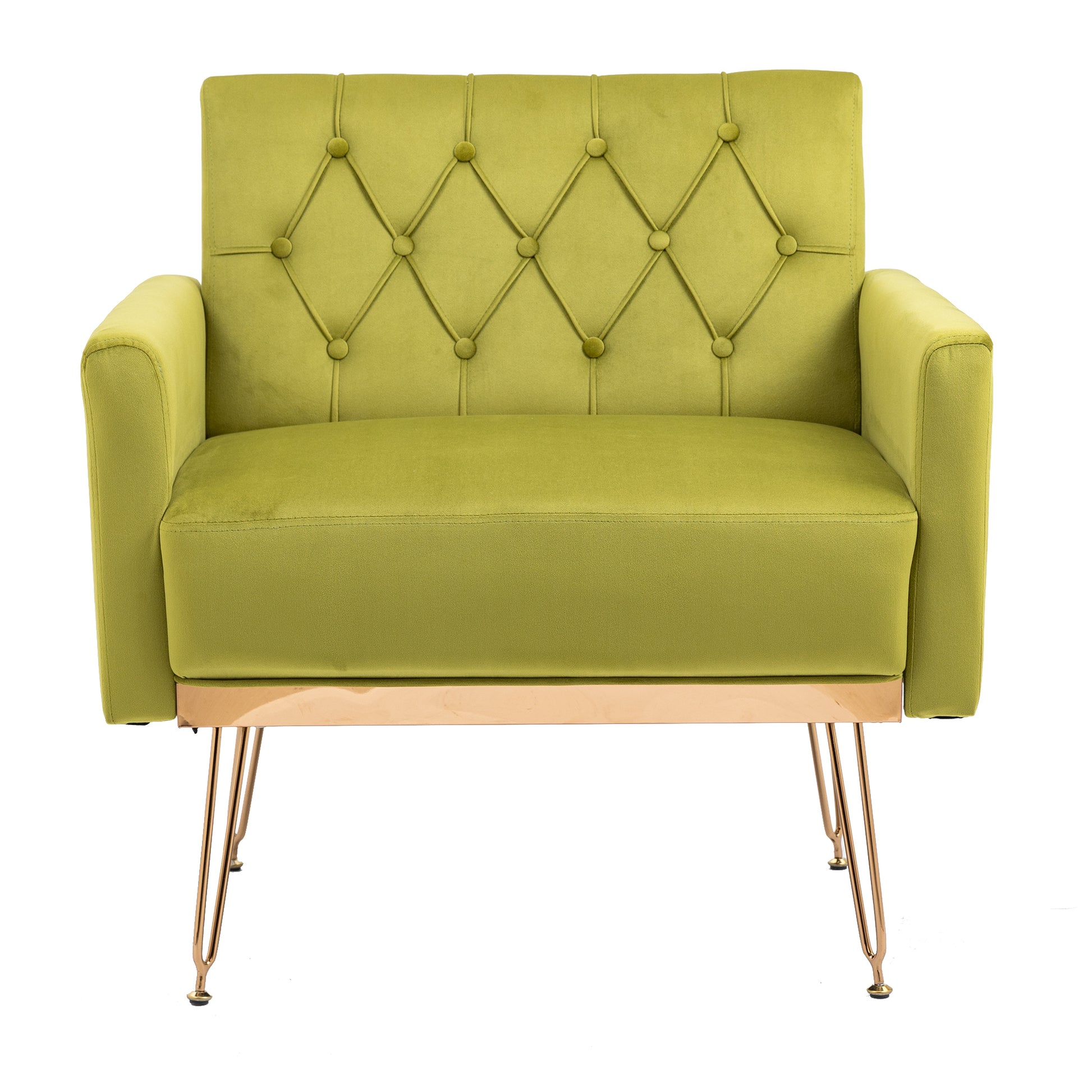 Coolmore Velvet Armchair Single Sofa Modern Tufted Upholstered Side Reading Chairs With Arm And Gold Metal Leg For Living Room Bedroom Olive Green Olive Green Foam Velvet