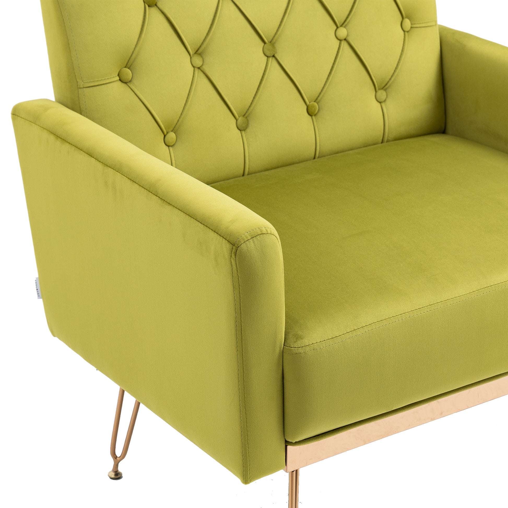 Coolmore Velvet Armchair Single Sofa Modern Tufted Upholstered Side Reading Chairs With Arm And Gold Metal Leg For Living Room Bedroom Olive Green Olive Green Foam Velvet