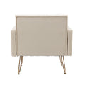Coolmore Velvet Armchair Single Sofa Modern Tufted Upholstered Side Reading Chairs With Arm And Gold Metal Leg For Living Room Bedroom Beige Beige Foam Velvet