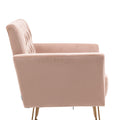 Coolmore Velvet Armchair Single Sofa Modern Tufted Upholstered Side Reading Chairs With Arm And Gold Metal Leg For Living Room Bedroom Pink Pink Foam Velvet