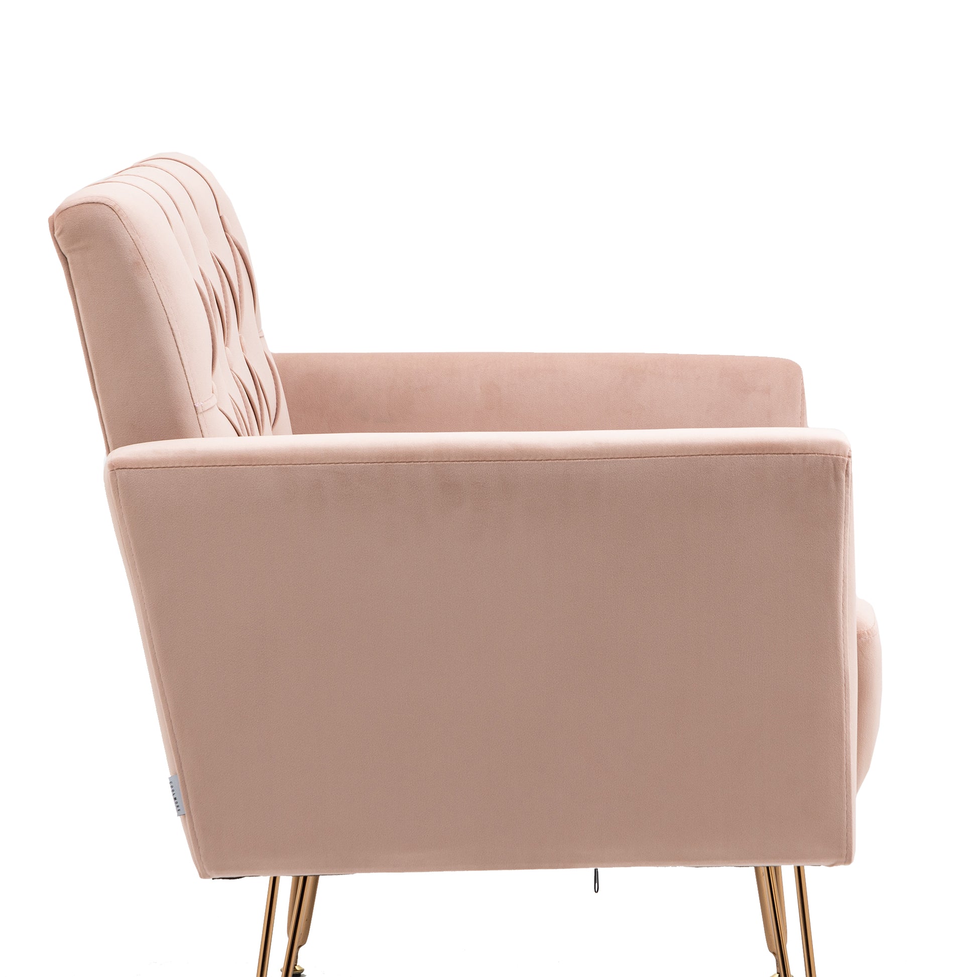 Coolmore Velvet Armchair Single Sofa Modern Tufted Upholstered Side Reading Chairs With Arm And Gold Metal Leg For Living Room Bedroom Pink Pink Foam Velvet