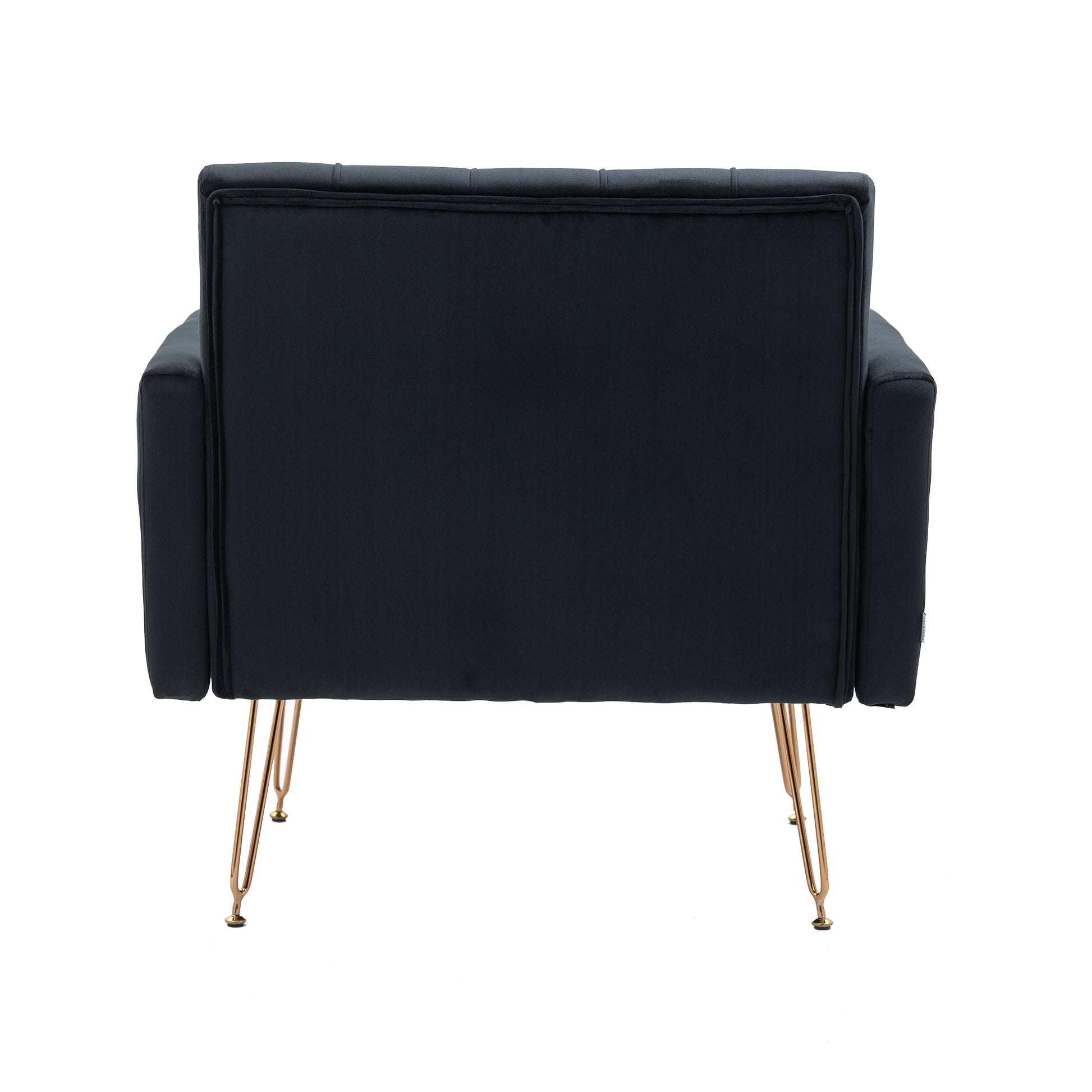 Coolmore Velvet Armchair Single Sofa Modern Tufted Upholstered Side Reading Chairs With Arm And Gold Metal Leg For Living Room Bedroom Black Black Foam Velvet