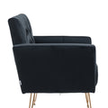 Coolmore Velvet Armchair Single Sofa Modern Tufted Upholstered Side Reading Chairs With Arm And Gold Metal Leg For Living Room Bedroom Black Black Foam Velvet