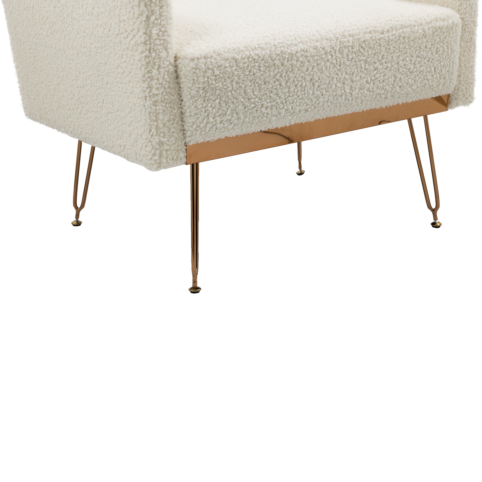 Coolmore Armchair Single Sofa Modern Tufted Upholstered Side Reading Chairs With Arm And Gold Metal Leg For Living Room Bedroom White Teddy White Teddy Foam Teddy