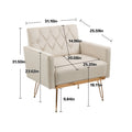 Coolmore Velvet Armchair Single Sofa Modern Tufted Upholstered Side Reading Chairs With Arm And Gold Metal Leg For Living Room Bedroom Beige Beige Foam Velvet