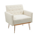Coolmore Armchair Single Sofa Modern Tufted Upholstered Side Reading Chairs With Arm And Gold Metal Leg For Living Room Bedroom White Teddy White Teddy Foam Teddy