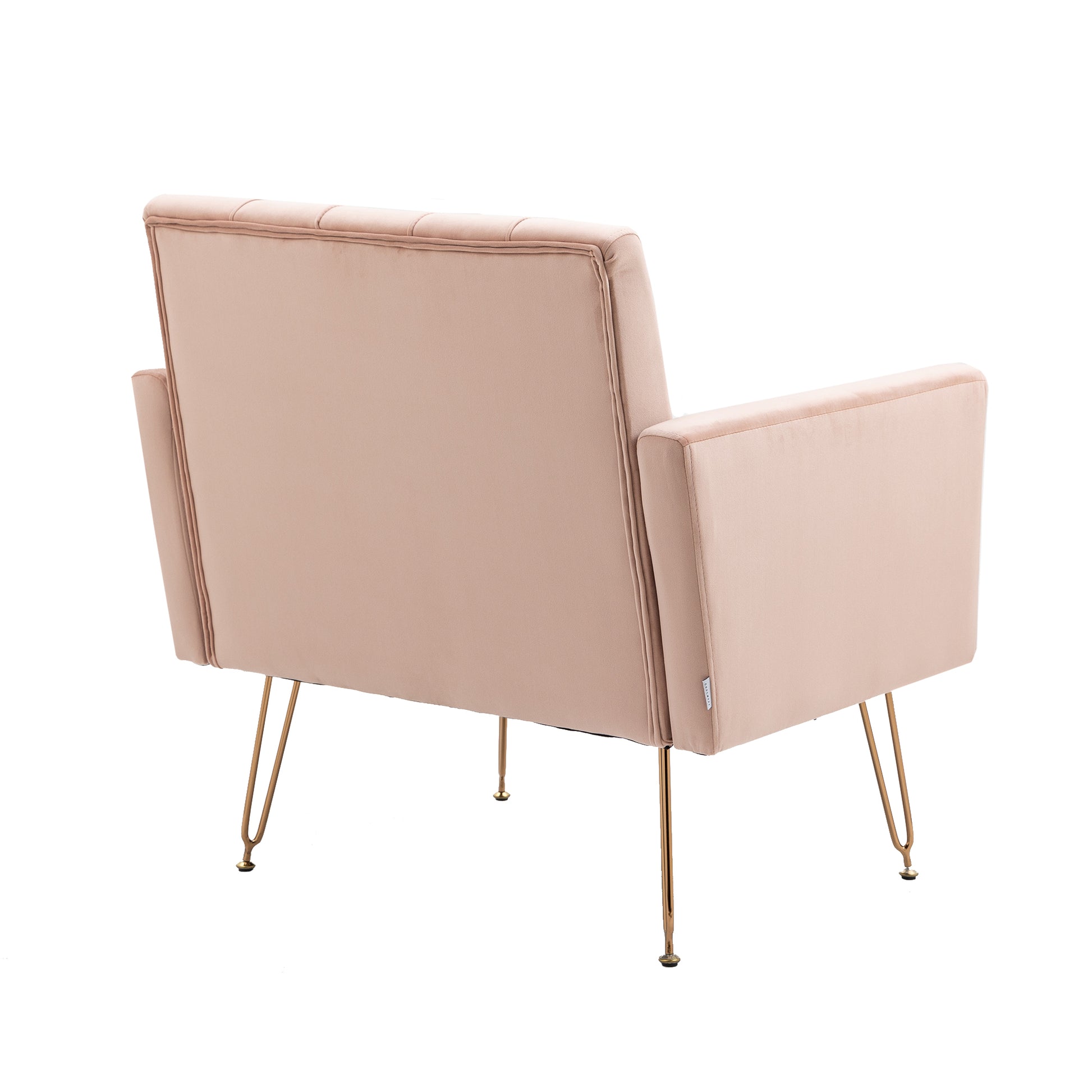 Coolmore Velvet Armchair Single Sofa Modern Tufted Upholstered Side Reading Chairs With Arm And Gold Metal Leg For Living Room Bedroom Pink Pink Foam Velvet