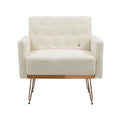 Coolmore Armchair Single Sofa Modern Tufted Upholstered Side Reading Chairs With Arm And Gold Metal Leg For Living Room Bedroom White Teddy White Teddy Foam Teddy