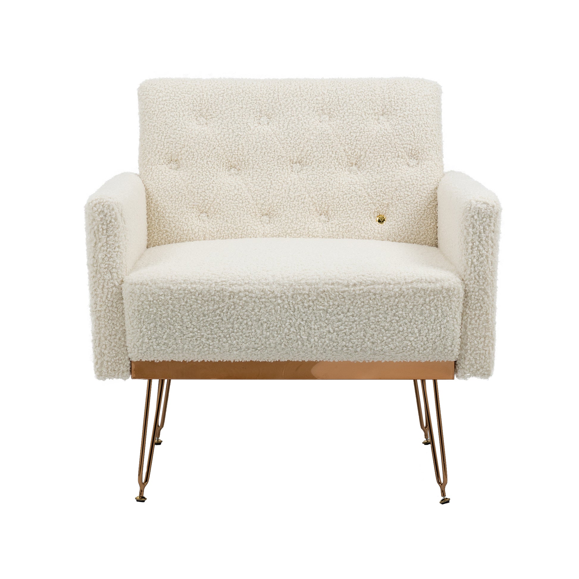 Coolmore Armchair Single Sofa Modern Tufted Upholstered Side Reading Chairs With Arm And Gold Metal Leg For Living Room Bedroom White Teddy White Teddy Foam Teddy