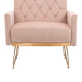 Coolmore Velvet Armchair Single Sofa Modern Tufted Upholstered Side Reading Chairs With Arm And Gold Metal Leg For Living Room Bedroom Pink Pink Foam Velvet