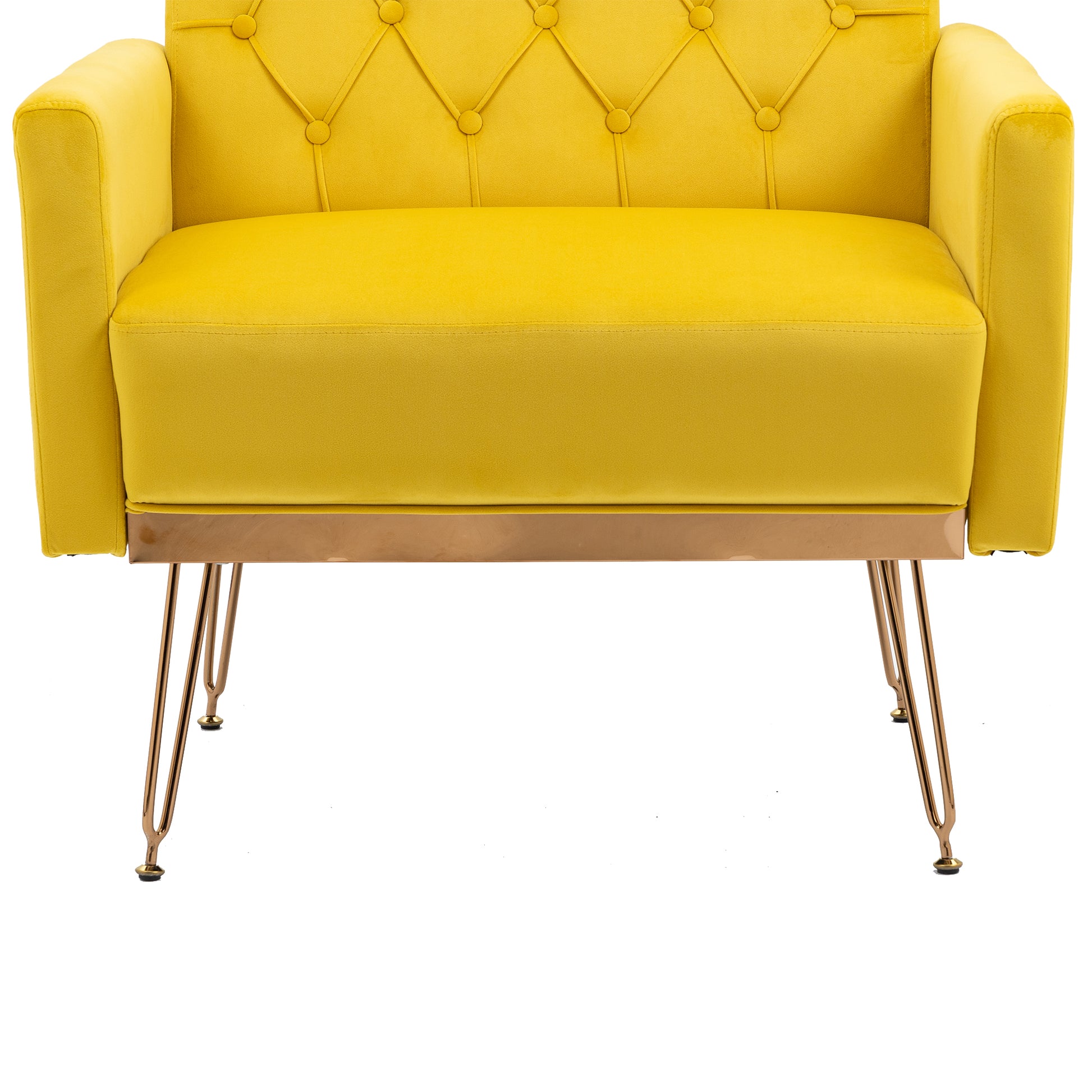 Coolmore Velvet Armchair Single Sofa Modern Tufted Upholstered Side Reading Chairs With Arm And Gold Metal Leg For Living Room Bedroom Mustard Mustard Foam Velvet