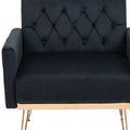 Coolmore Velvet Armchair Single Sofa Modern Tufted Upholstered Side Reading Chairs With Arm And Gold Metal Leg For Living Room Bedroom Black Black Foam Velvet