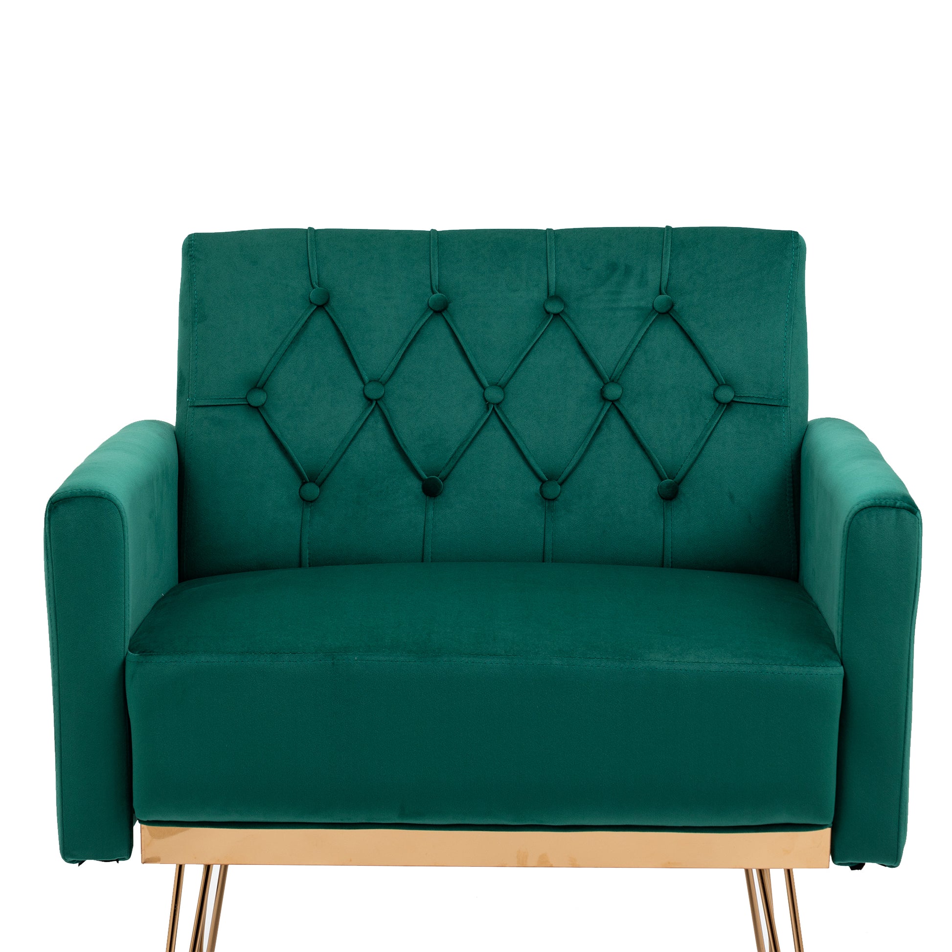 Coolmore Velvet Armchair Single Sofa Modern Tufted Upholstered Side Reading Chairs With Arm And Gold Metal Leg For Living Room Bedroom Green Green Foam Velvet