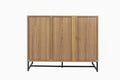 Storage Cabinet With Glass Door, Sideboard Buffet Cabinet For Kitchen,Dining Room, Walnutcolor Natural Particle Board