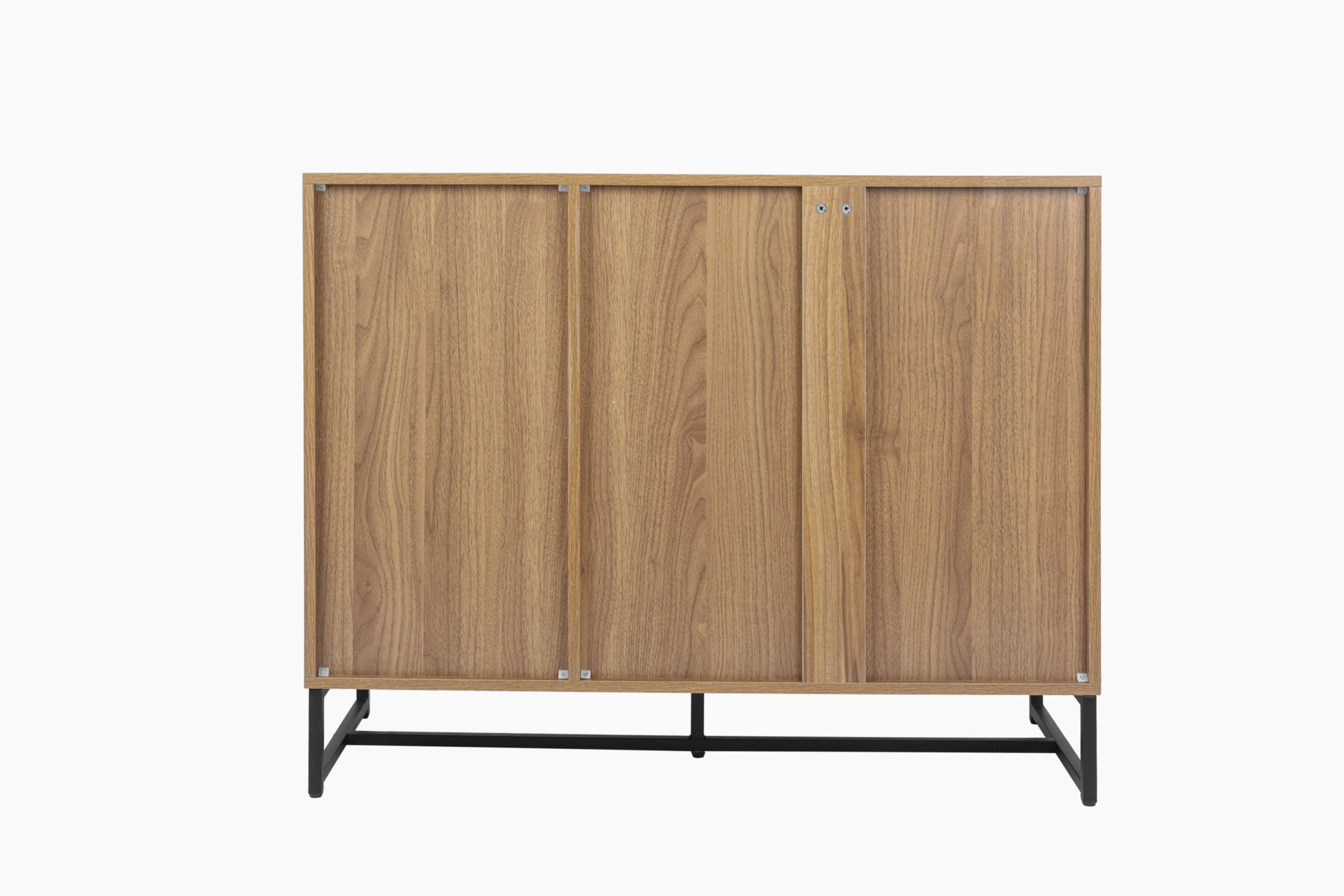 Storage Cabinet With Glass Door, Sideboard Buffet Cabinet For Kitchen,Dining Room, Walnutcolor Natural Particle Board