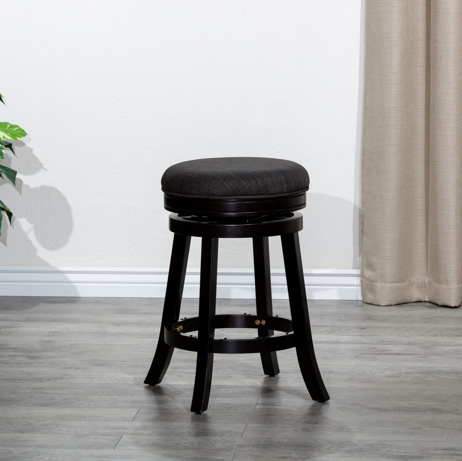 24" Counter Stool, Espresso Finish, Charcoal Fabric Seat Espresso Fabric