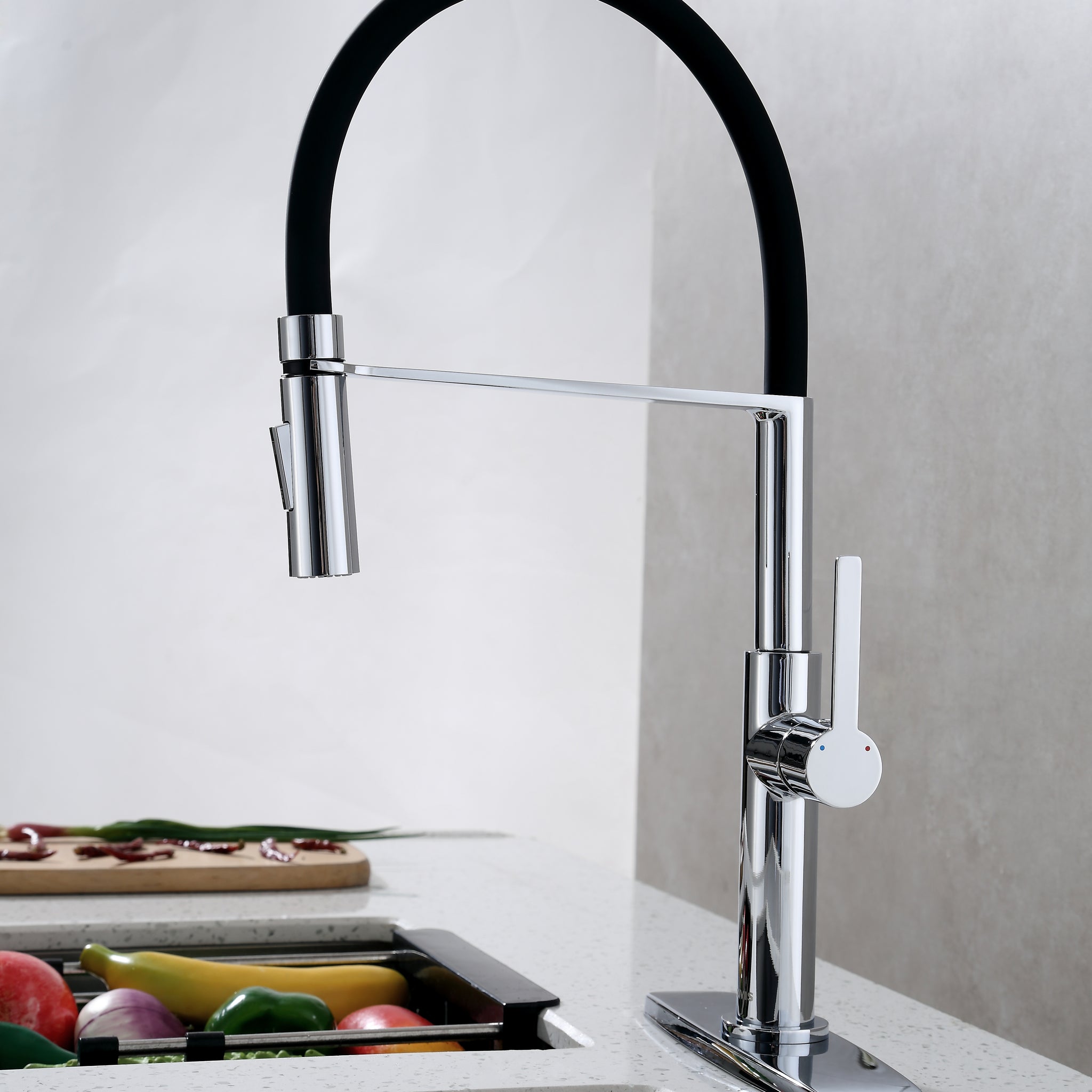 Pull Down Single Handle Kitchen Faucet Chrome Brass