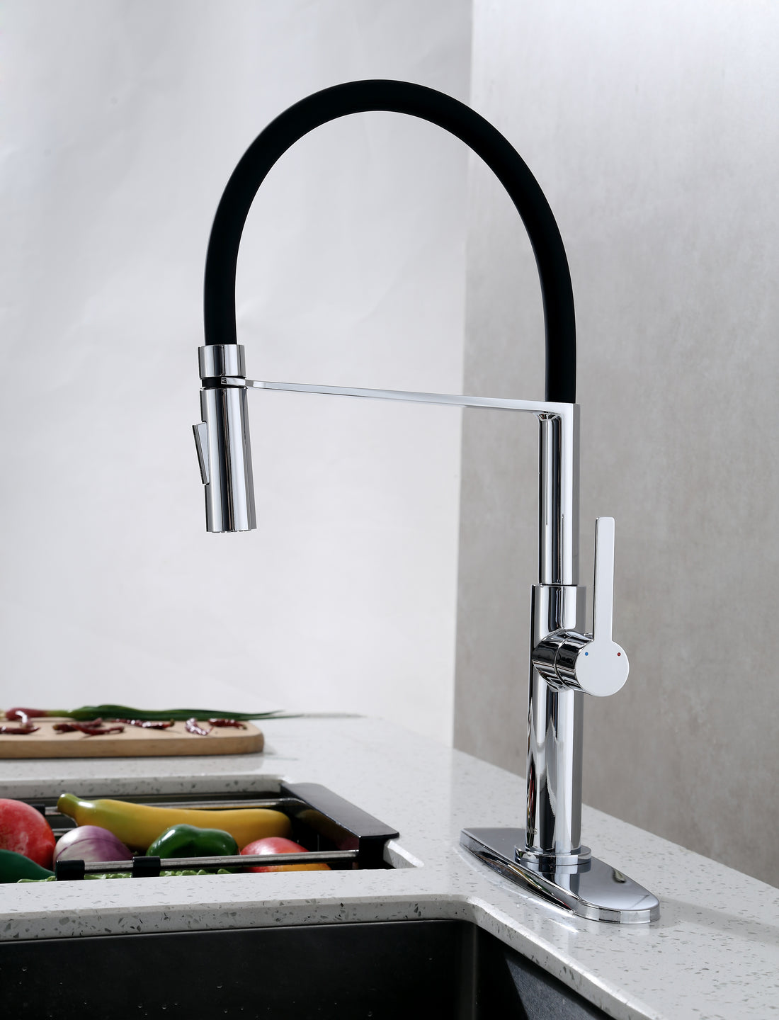 Pull Down Single Handle Kitchen Faucet Chrome Brass