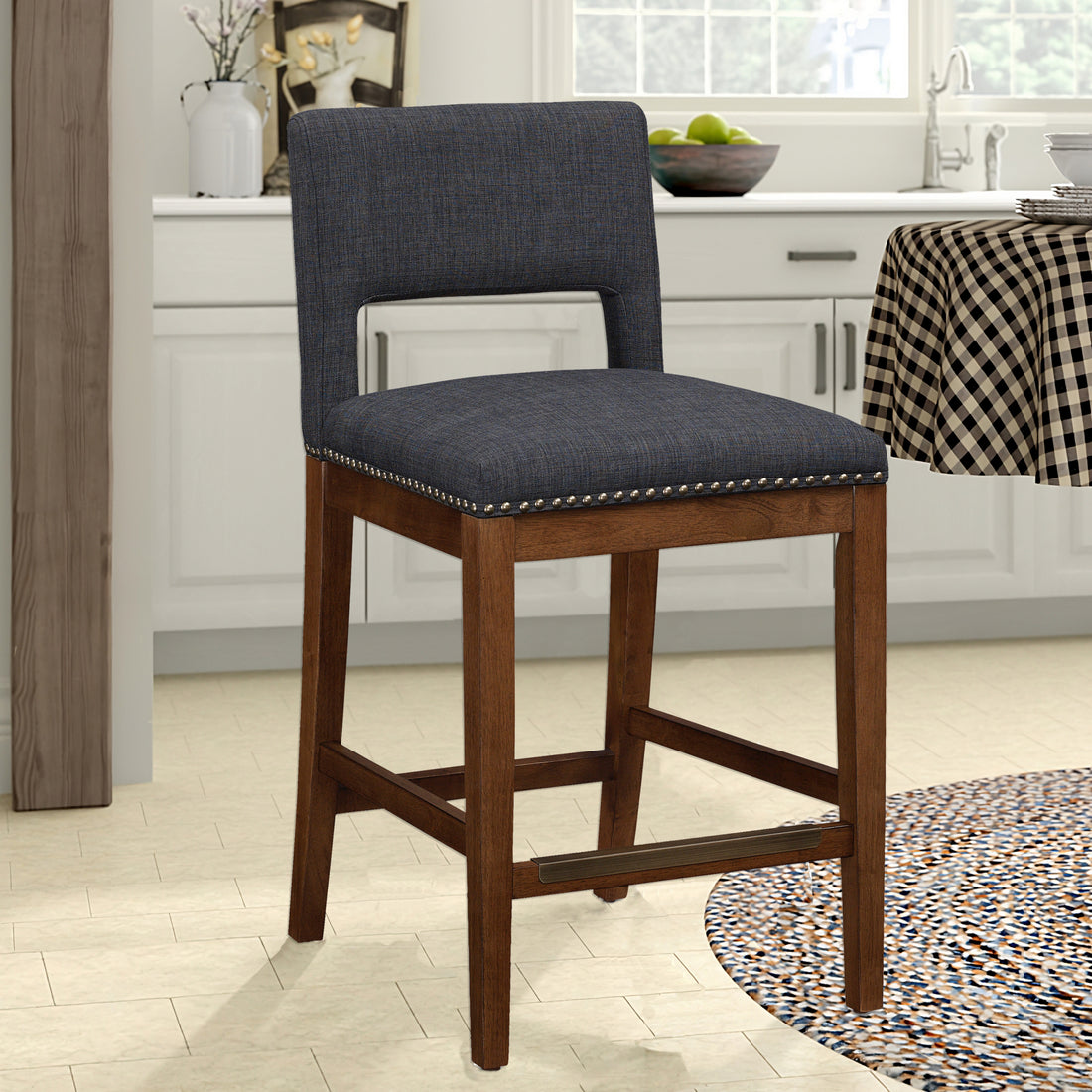 Rockwell Grey Counter Stool Dawn Grey Foam Solid Wood