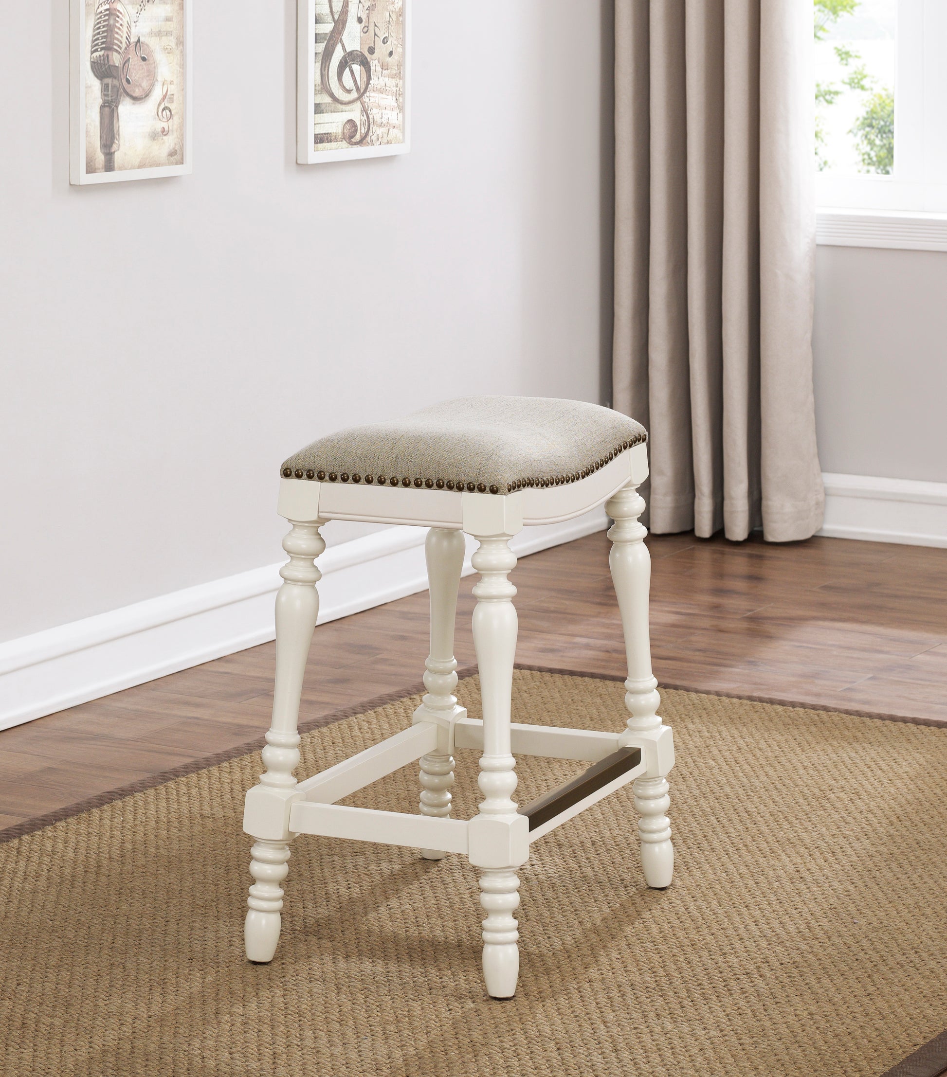 Hamlet Saddle Seat Counter Stool Beige Foam Solid Wood