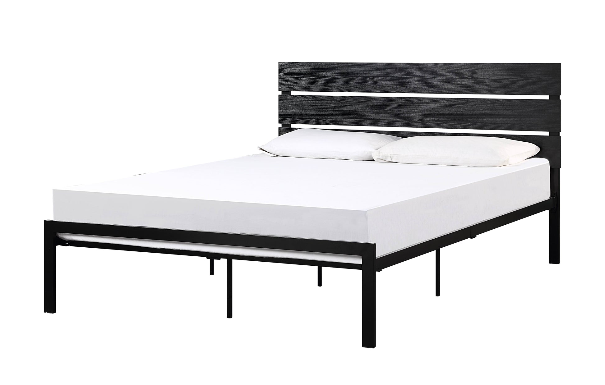 Black Metal Frame Queen Size Bed 1Pc Queen Black Metal Bedroom Metal