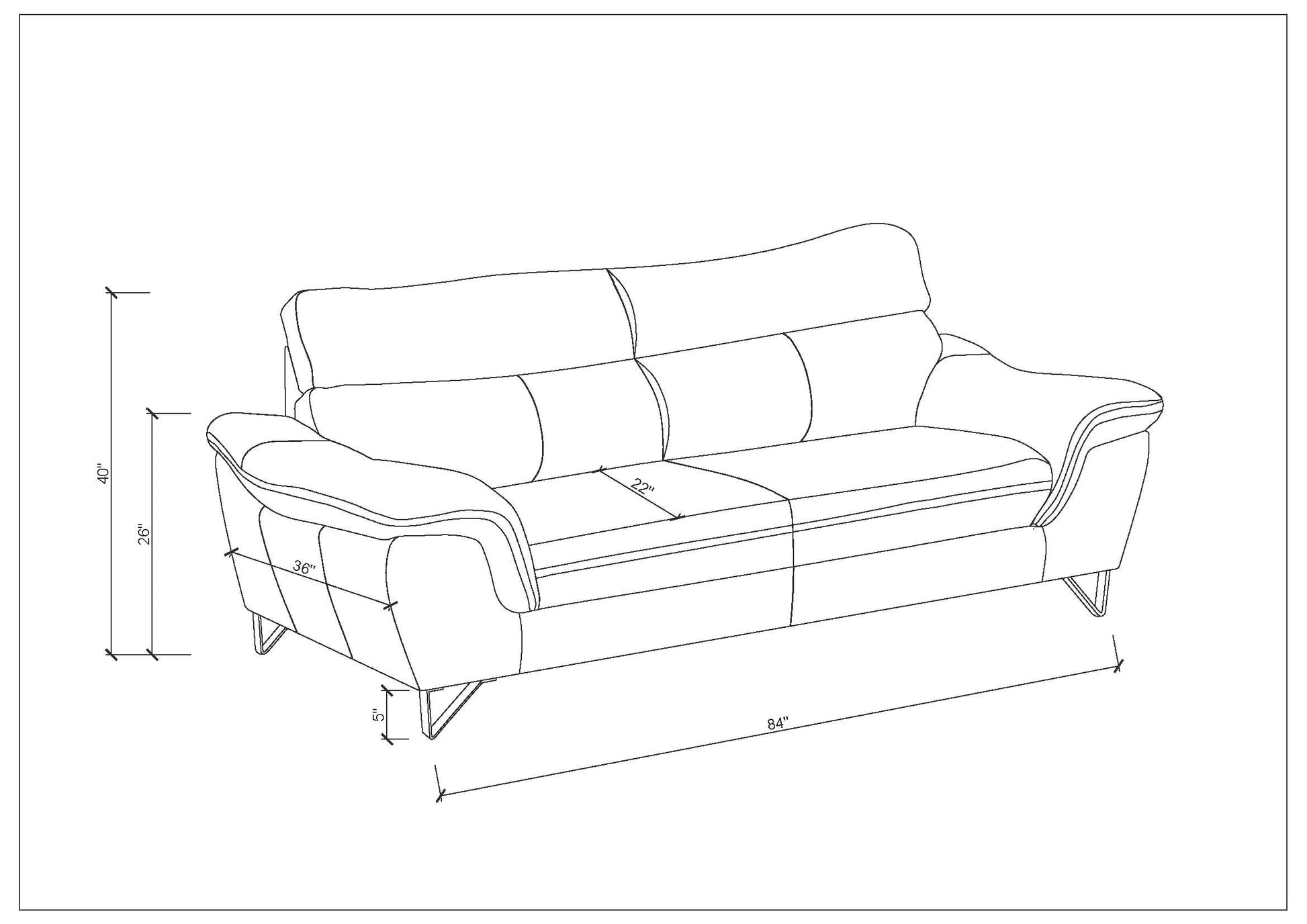 Genuine Leather Sofa Gray Foam Leather